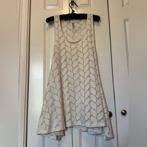 Boho Eyelet Tank Top Flowy Lightweight Breezy Summer Tunic Cream XL